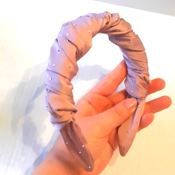 Pinkblush jeweled headband sparkling scrunched twisted material hair accessorie - Picture 8 of 9